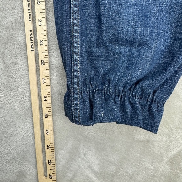 Calvin Klein Jeans Paper Bag Waist Tie Ankle Jogger Cuff Blue Denim Pants Size 8 - Picture 6 of 10